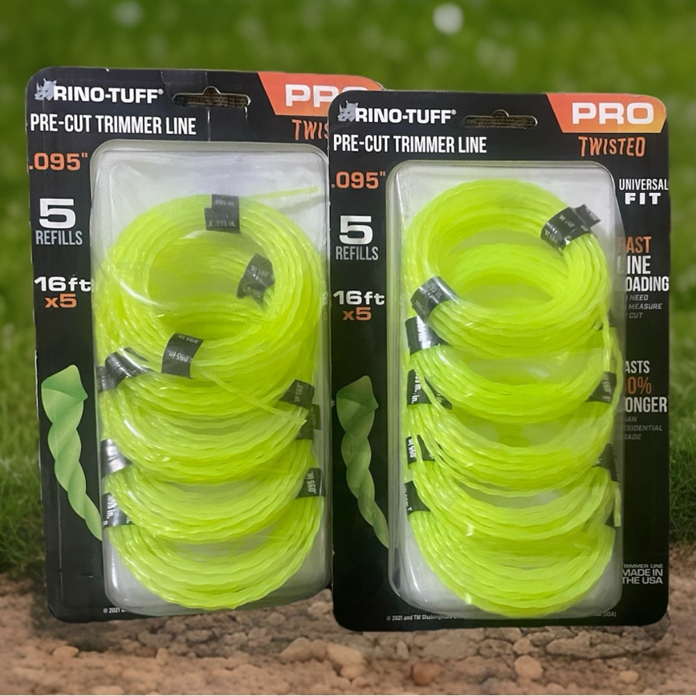 Lot of 2 5ct packs RINO-TUFF Universal Fit .095 Twisted Trimmer Line Weedeater